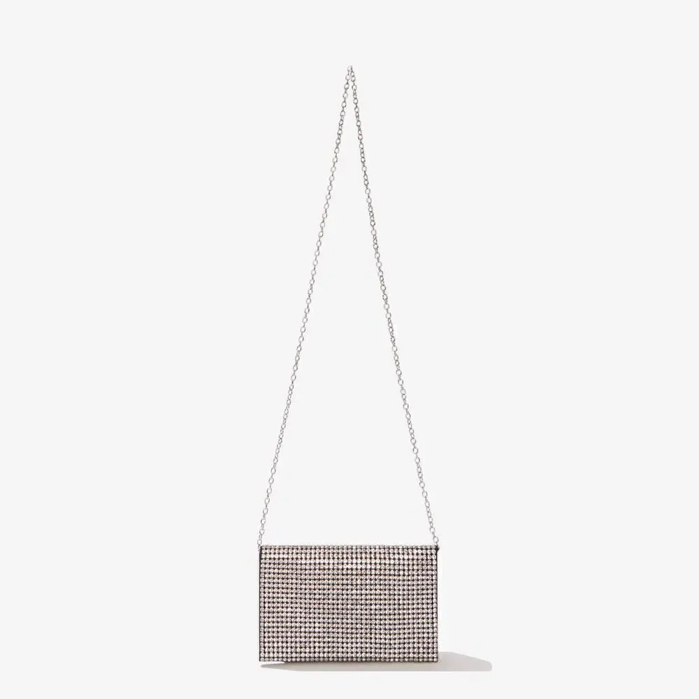 Amber sceats black Stella crystal evening wedding shoulder strap bag clutch